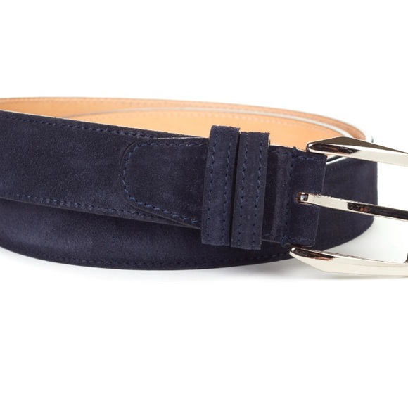 Paul Evans Blue Suede Leather Belt Bag with Silver Buckle. Like new.